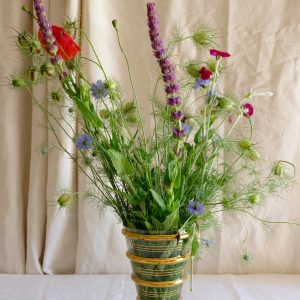 vase en verre rayures dorées